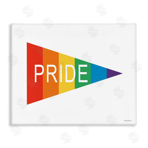 stupell industries Lettered and Lined | Pride Phrase Rainbow Stripe Triangular Pennant Flag Shape Wall Art