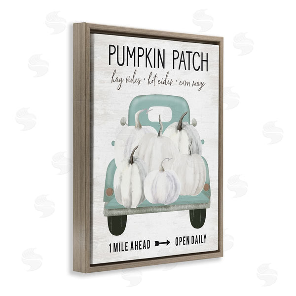Stupell Industries Lettered And Lined | Pumpkin Patch Mile Ahead Sign Festive Seasonal Truck Wall Art