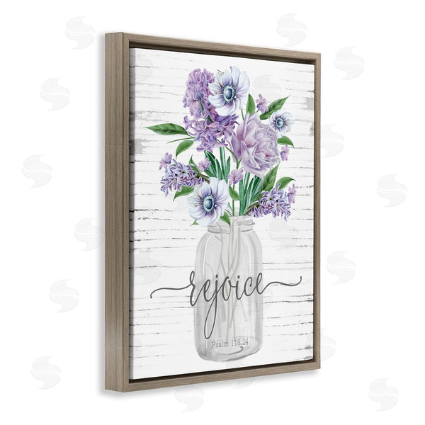 Stupell Industries Lettered And Lined | Purple Rejoice Bouquet