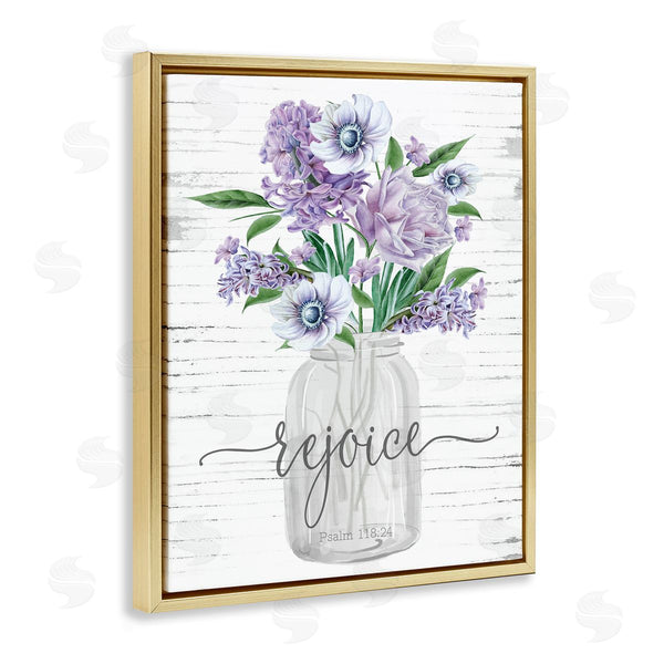 Stupell Industries Lettered And Lined | Purple Rejoice Bouquet