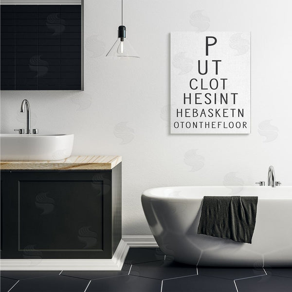 Stupell Industries Lettered And Lined | Put Clothes In Basket Laundry Eye Chart Humor Wall Art