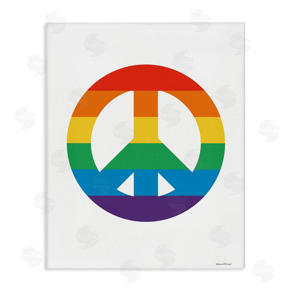 stupell industries Lettered and Lined | Rainbow Striped Peace Sign Retro Pride Symbol Happiness Wall Art