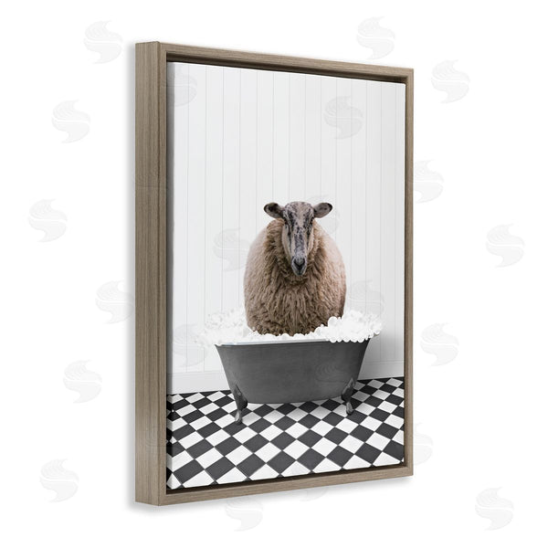 Stupell Industries Lettered And Lined | Ram In Bathroom Tub Wall Art