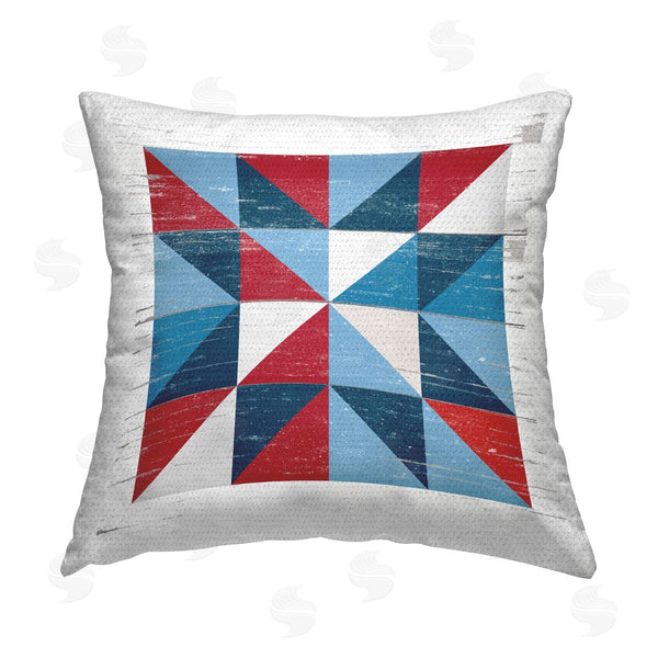 Stupell Industries Lettered And Lined | Red Blue Rustic Quilt Pattern Printed Throw Pillow