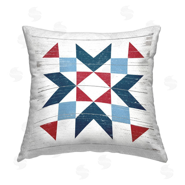 Stupell Industries Lettered And Lined | Red & Blue Rustic Shapes Pattern Printed Throw Pillow