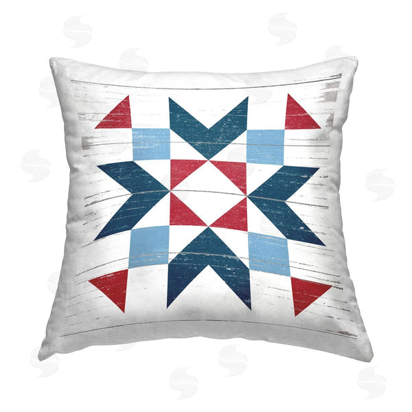 stupell industries Lettered and Lined | Red & Blue Rustic Shapes Pattern Printed Throw Pillow