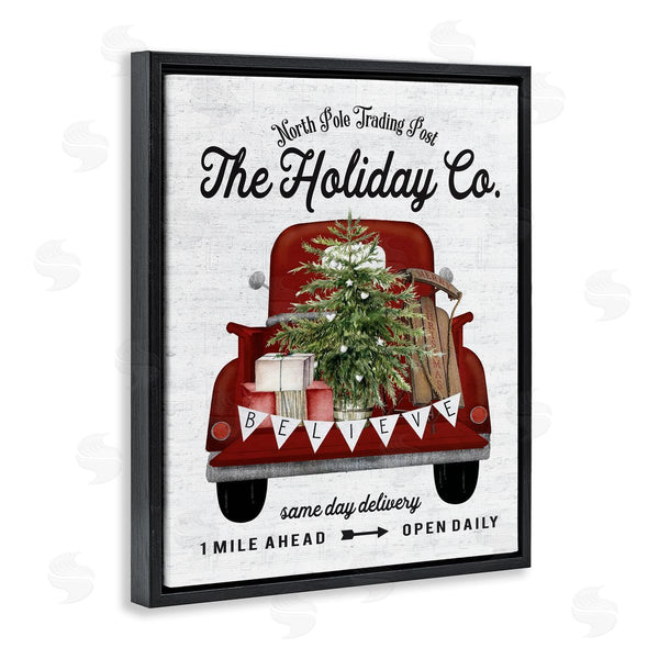 Stupell Industries Lettered And Lined | Red Holiday Truck Fir Tree
