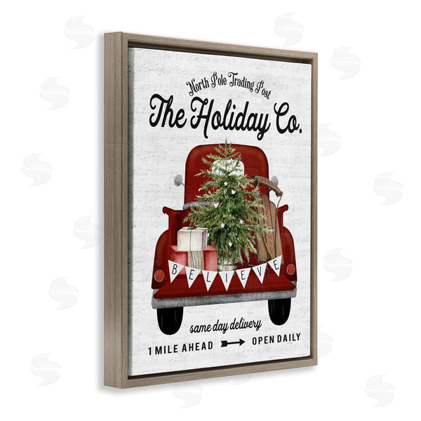 Stupell Industries Lettered And Lined | Red Holiday Truck Fir Tree