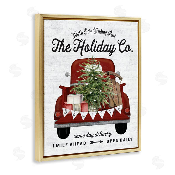 Stupell Industries Lettered And Lined | Red Holiday Truck Fir Tree