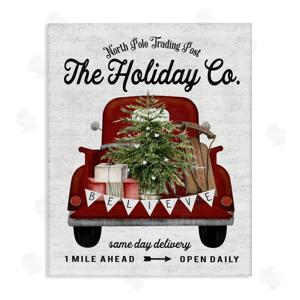 stupell industries Lettered and Lined | Red Holiday Truck Fir Tree