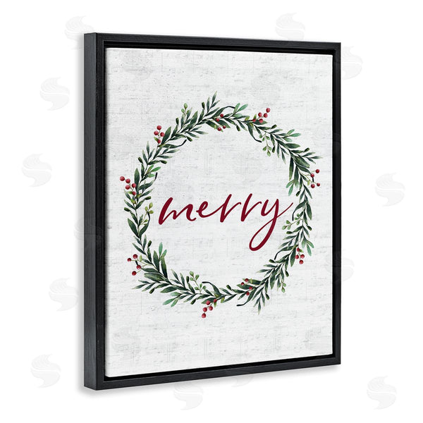 Stupell Industries Lettered And Lined | Red Merry Country Holiday Wreath