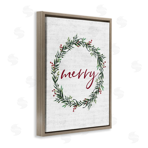 Stupell Industries Lettered And Lined | Red Merry Country Holiday Wreath
