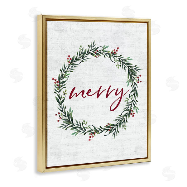 Stupell Industries Lettered And Lined | Red Merry Country Holiday Wreath