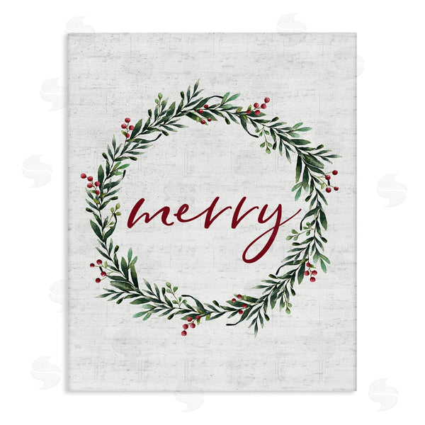 stupell industries Lettered and Lined | Red Merry Country Holiday Wreath