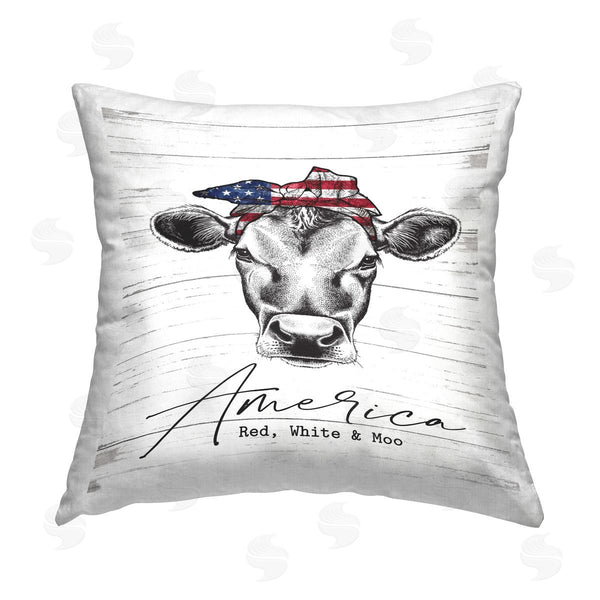 stupell industries Lettered and Lined | Red White & Moo Cow Printed Throw Pillow