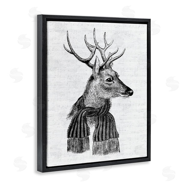 Stupell Industries Lettered And Lined | Reindeer In Scarf Vintage Portrait