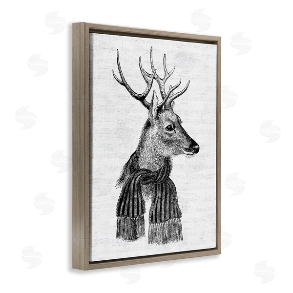 Stupell Industries Lettered And Lined | Reindeer In Scarf Vintage Portrait