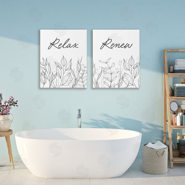 Stupell Industries Lettered And Lined | Relax And Renew Leaf Outlines Wall Art