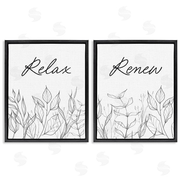Stupell Industries Lettered And Lined | Relax And Renew Leaf Outlines Wall Art