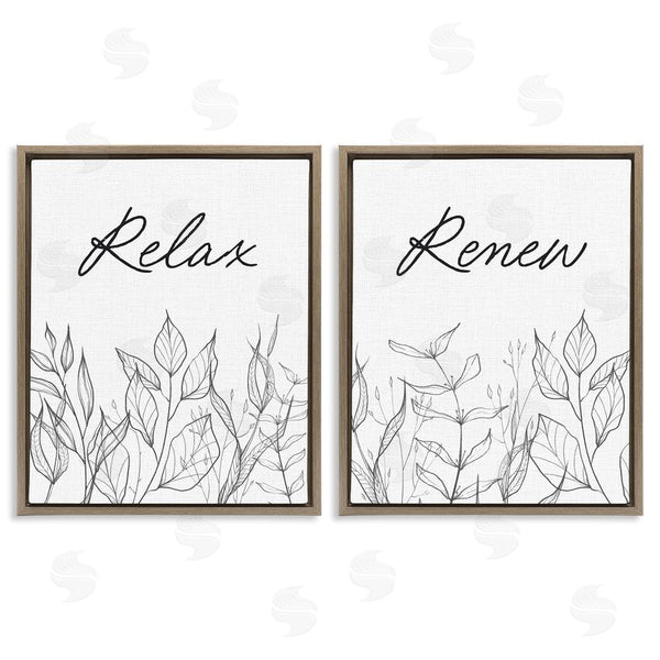 Stupell Industries Lettered And Lined | Relax And Renew Leaf Outlines Wall Art