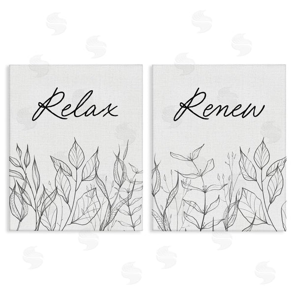 stupell industries Lettered and Lined | Relax and Renew Leaf Outlines Wall Art