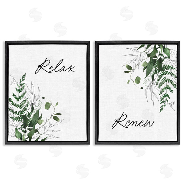 Stupell Industries Lettered And Lined | Relax Renew Botanical Leaves Wall Art