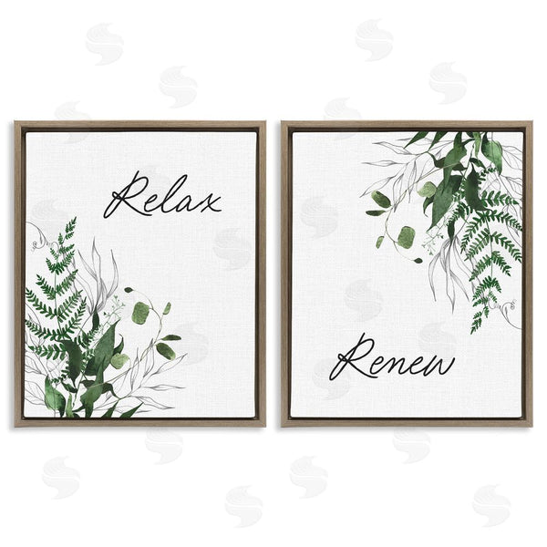 Stupell Industries Lettered And Lined | Relax Renew Botanical Leaves Wall Art