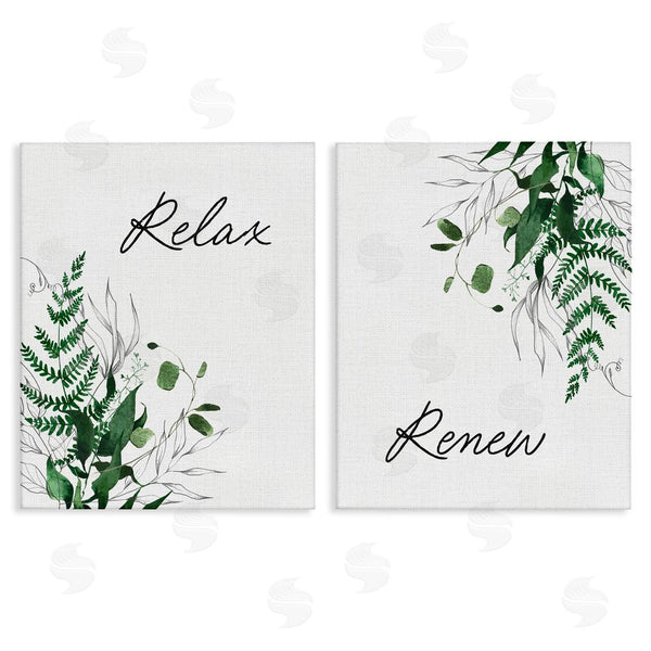 stupell industries Lettered and Lined | Relax Renew Botanical Leaves Wall Art