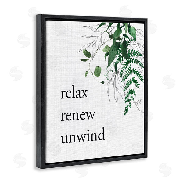 Stupell Industries Lettered And Lined | Relax Renew Unwind With Foliage Wall Art