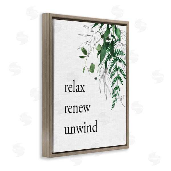 Stupell Industries Lettered And Lined | Relax Renew Unwind With Foliage Wall Art