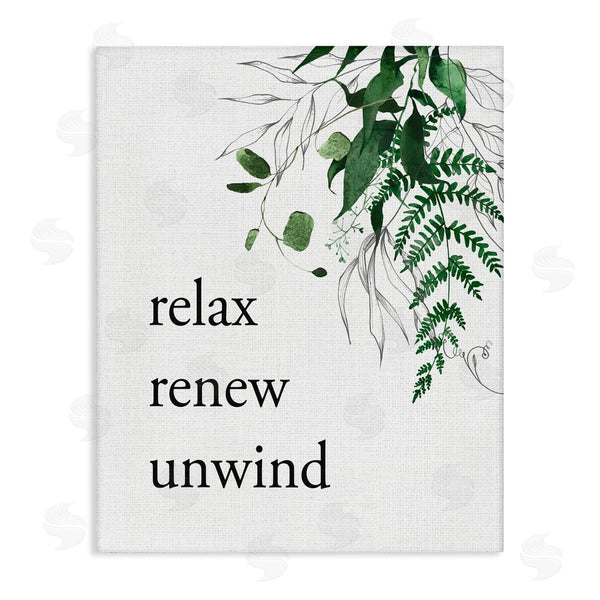 stupell industries Lettered and Lined | Relax Renew Unwind with Foliage Wall Art