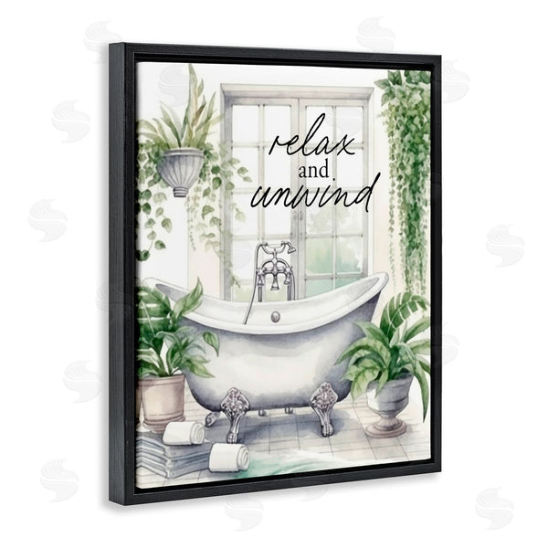 Stupell Industries Lettered And Lined | Relax Unwind Bath & Foliage Wall Art