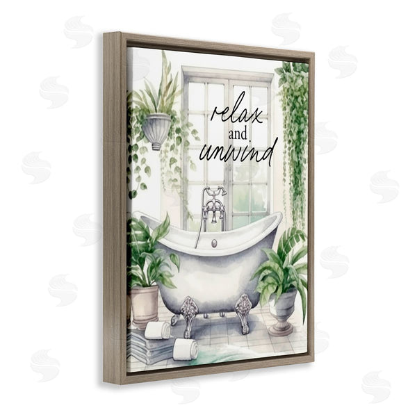 Stupell Industries Lettered And Lined | Relax Unwind Bath & Foliage Wall Art