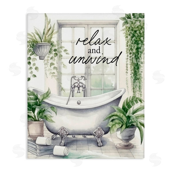 stupell industries Lettered and Lined | Relax Unwind Bath & Foliage Wall Art