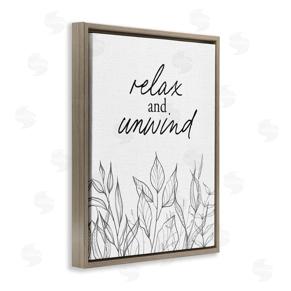 Stupell Industries Lettered And Lined | Relax Unwind Minimalist Leaves Wall Art