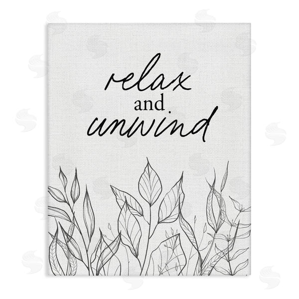 stupell industries Lettered and Lined | Relax Unwind Minimalist Leaves Wall Art