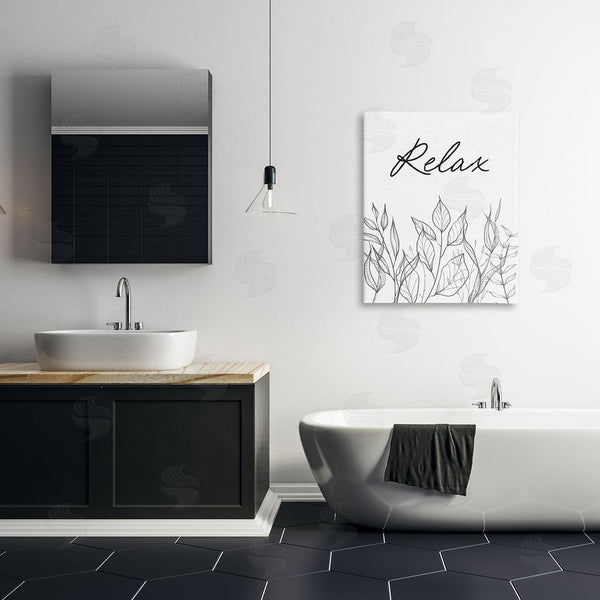 Stupell Industries Lettered And Lined | Relax With Leaf Outlines Wall Art