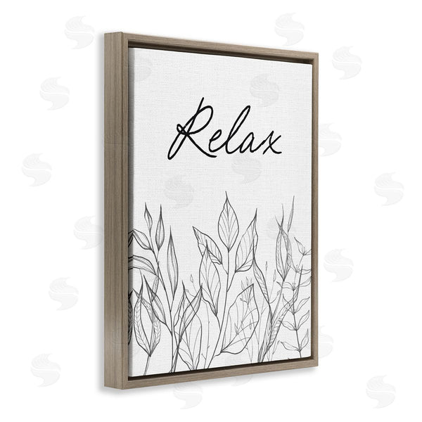 Stupell Industries Lettered And Lined | Relax With Leaf Outlines Wall Art