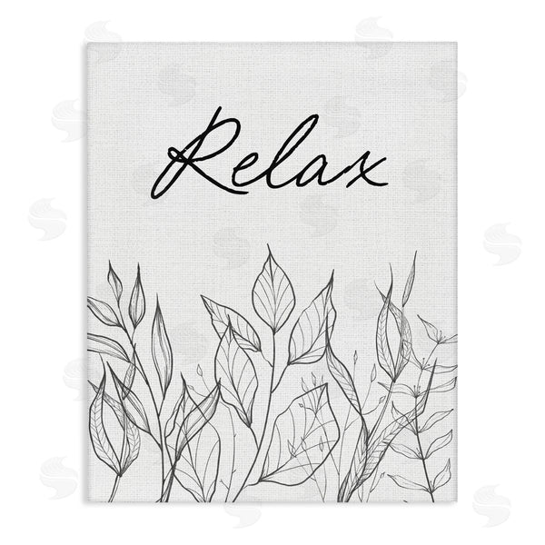 stupell industries Lettered and Lined | Relax with Leaf Outlines Wall Art