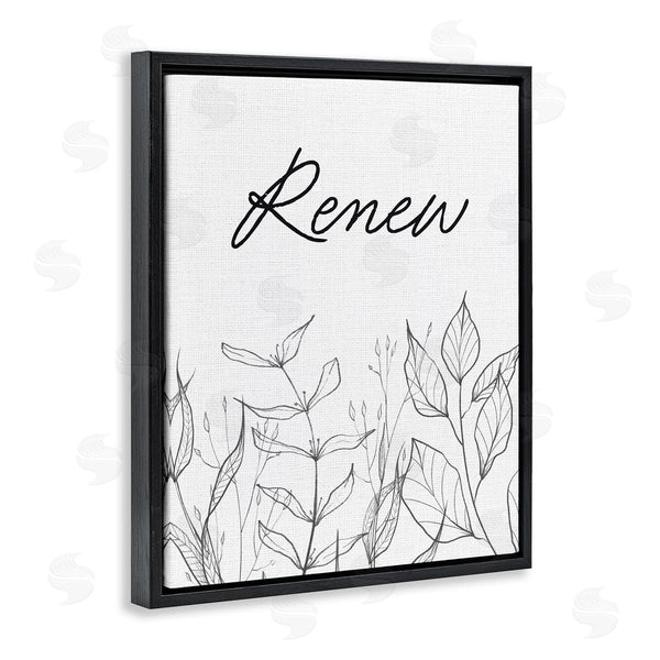 Stupell Industries Lettered And Lined | Renew With Leaf Outlines Wall Art