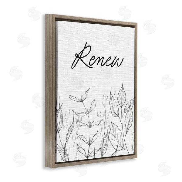 Stupell Industries Lettered And Lined | Renew With Leaf Outlines Wall Art