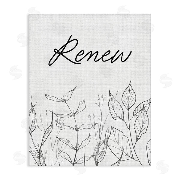 stupell industries Lettered and Lined | Renew with Leaf Outlines Wall Art