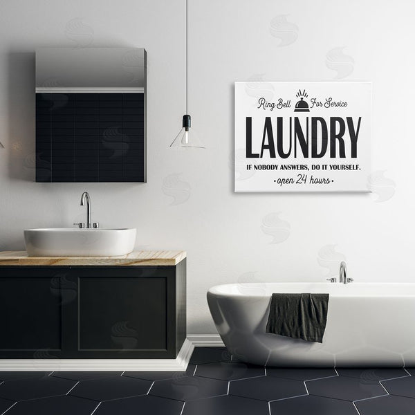 Stupell Industries Lettered And Lined | Ring Bell For Service Sign Sassy Laundry Phrase Wall Art