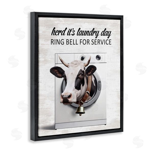 Stupell Industries Lettered And Lined | Ring Bell Laundry Service Cow