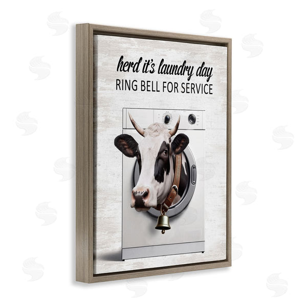 Stupell Industries Lettered And Lined | Ring Bell Laundry Service Cow