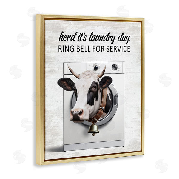 Stupell Industries Lettered And Lined | Ring Bell Laundry Service Cow