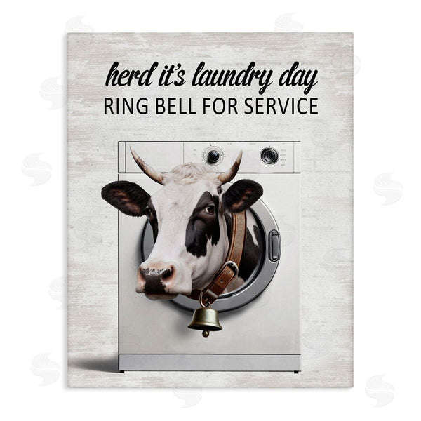 stupell industries Lettered and Lined | Ring Bell Laundry Service Cow