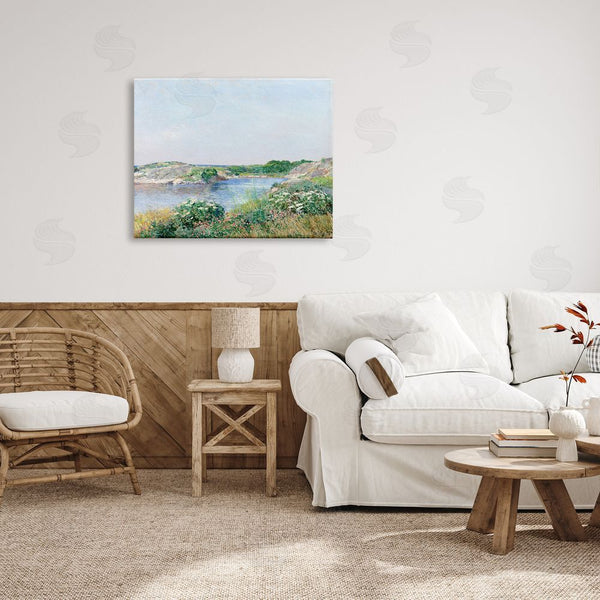 Stupell Industries Lettered And Lined | Rocky Shore Flower Bushes Ocean Inlet Scene Wall Art