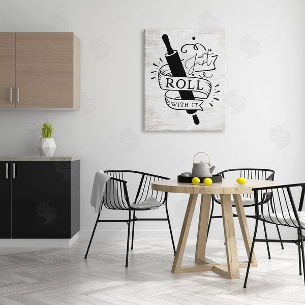 Stupell Industries Lettered And Lined | Roll With It Kitchen Wall Art