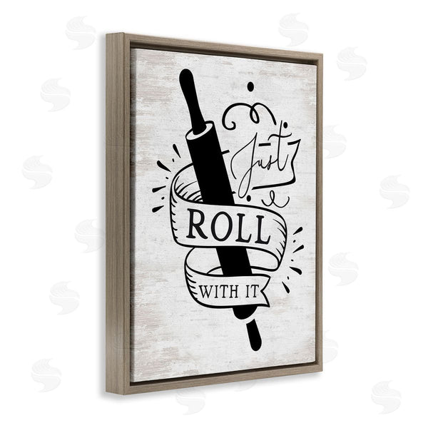 Stupell Industries Lettered And Lined | Roll With It Kitchen Wall Art